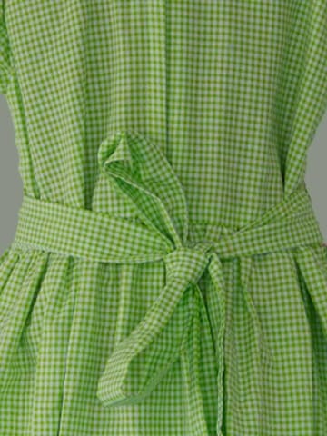 Peter Pan Collar Green Checkered Smocking Frock