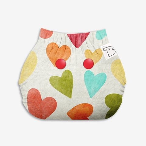 Superbottoms Baby Hearts UNO Cloth diaper + 1 Dry Feel Pad (Pack of 2) (0-3 Months)