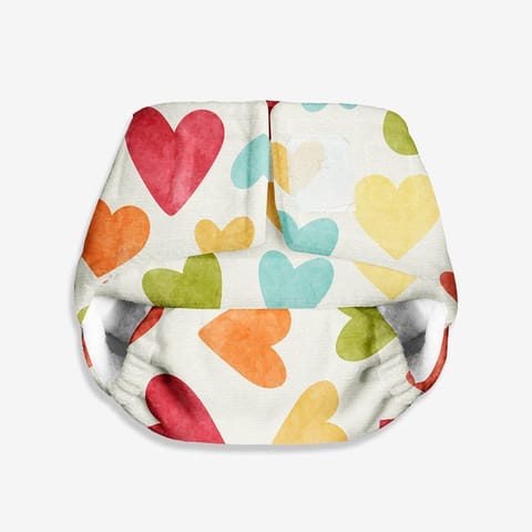 Superbottoms Baby Hearts UNO Cloth diaper + 1 Dry Feel Pad (Pack of 2) (0-3 Months)