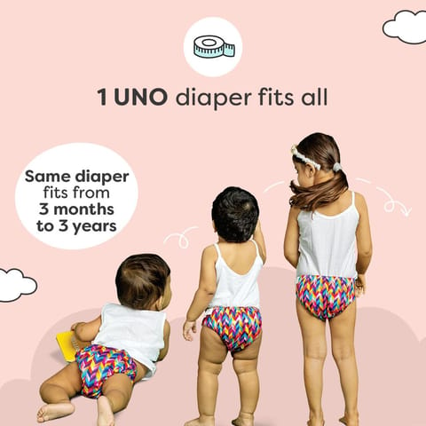 SuperBottoms Cloth Diapers for babies - Cloth Diaper Combo Pack of 3 Freesize UNO- New Version| Reusable