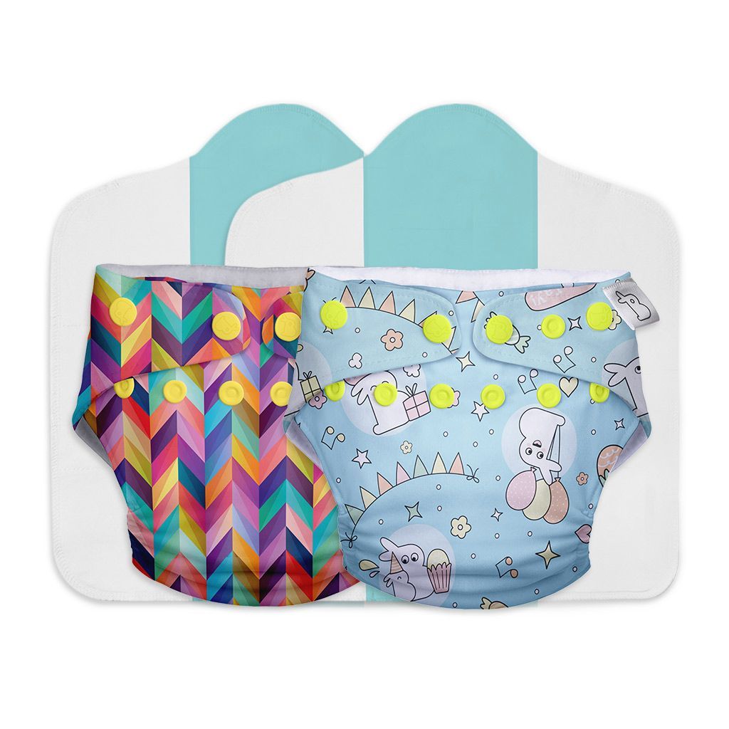 SuperBottoms Cloth Diapers for babies - Cloth Diaper Combo Pack of 2 Freesize UNO- New Version| Reusable