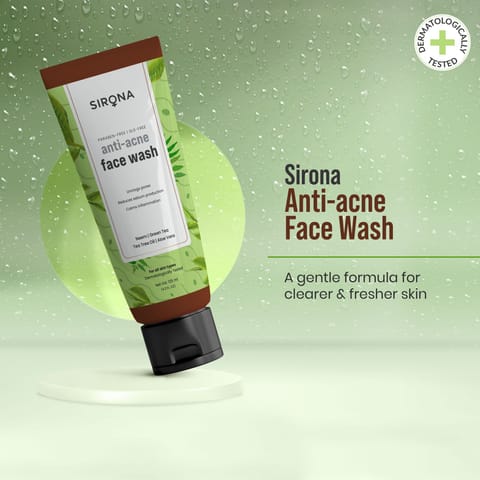 Sirona Anti Acne Face Wash for Men & Women 125 ml with Neem, Green Tea, Tea Tree Oil & Aloe Vera