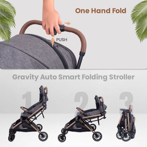 R for Rabbit Street Smart Auto Fold Stroller For Kids (Grey Black)