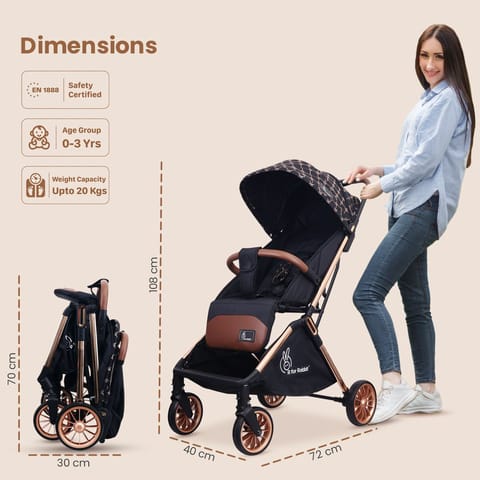 R for Rabbit Street Smart Baby Stroller(Gold Black)