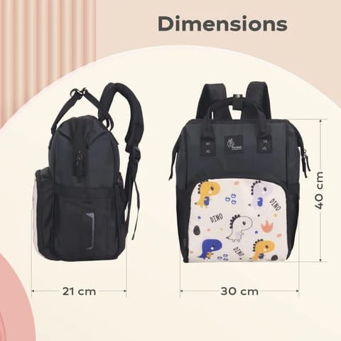 Caramello Dino Diaper Bag For Mother With 11 Pockets Biege
