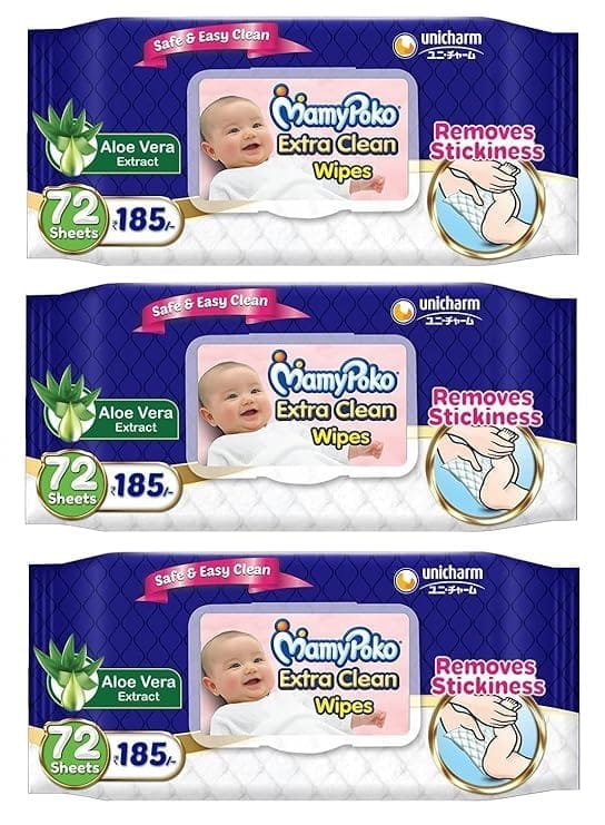 MamyPoko Extra clean wipes with Aloe vera - 72 Wipes (Pack of 3)