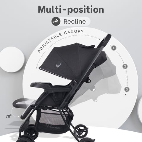 R for Rabbit Poppins Joy Cute Stroller For Kids Black Grey