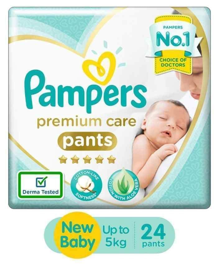 Pampers Premium Care Pants Diapers New Baby, 24 Pieces(Upto 5 kg)