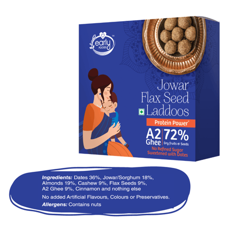 Early foods Jowar Flax Seeds A2 Ghee Laddoos, 250g