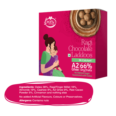 Early foods Ragi Chocolate A2 Ghee Laddoos, 250g