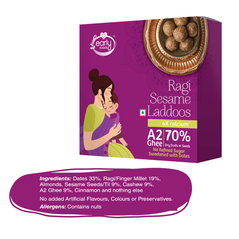 Early foods Pack of 6 - A2 Ghee Millet Laddoos, 250gX6