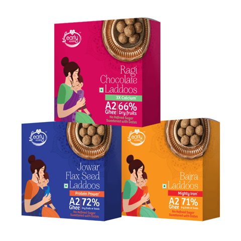 Early foods Pack of 3 - A2 Ghee Laddoos For Kids, 250gX3