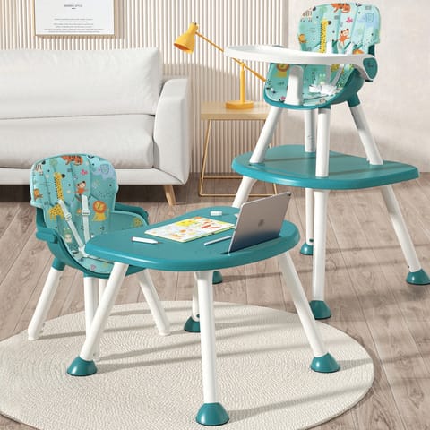 R for Rabbit Cherry Berry Safari Baby High Chair, 3 In 1 Convertible High Chair Cum Kids Study Table (Lake Blue)