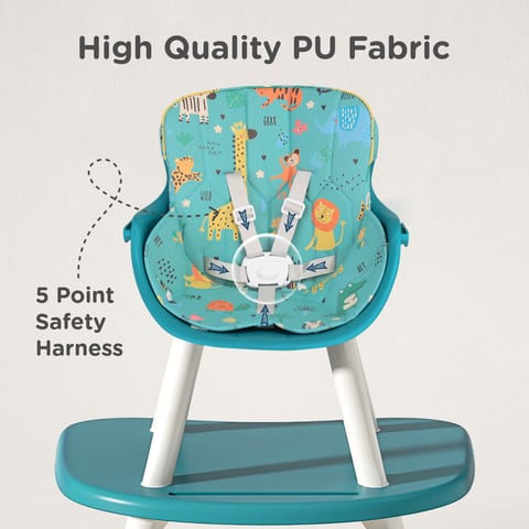 R for Rabbit Cherry Berry Safari Baby High Chair, 3 In 1 Convertible High Chair Cum Kids Study Table (Lake Blue)