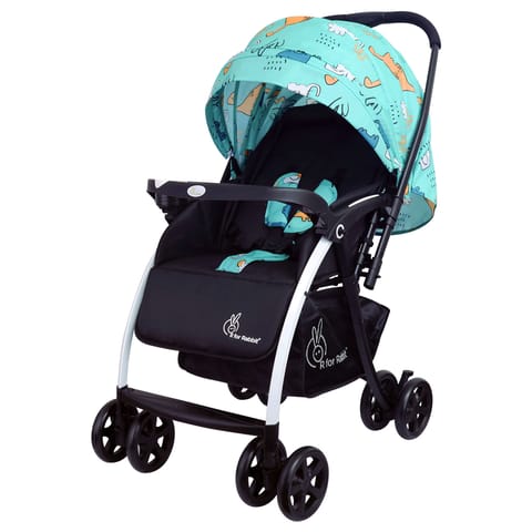 R for Rabbit Sugar Pop Stroller - 3 Position Seat Recline, Easy One Hand Fold, Reversible Handle, UV Resistant Sun Canopy Dino Blue