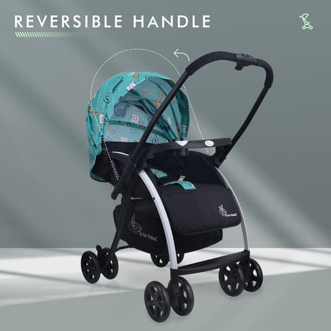 R for Rabbit Sugar Pop Stroller - 3 Position Seat Recline, Easy One Hand Fold, Reversible Handle, UV Resistant Sun Canopy Dino Blue