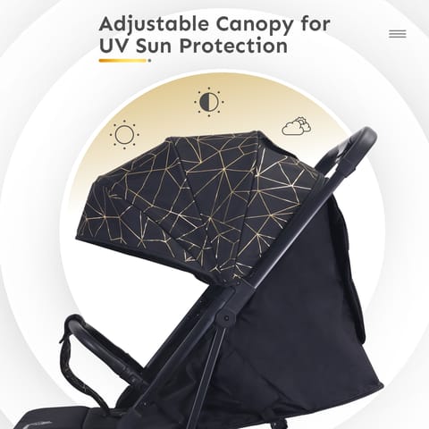 R for Rabbit Pocket Air Lite Stroller - One Hand Fold, Light Weight, Travel Friendly, Adjustable Canopy Black