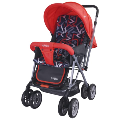 R for Rabbit Kiddie Kingdom Stroller - 3 Position Recline, Easy Fold, Reversible Handle, Rear Wheel Brakes Red Black