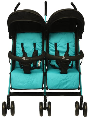 R for Rabbit Ginny And Johnny Stroller - Compact Fold, Dual Basket, Multi-Position Recline Seat, Rear Brake Blue Black