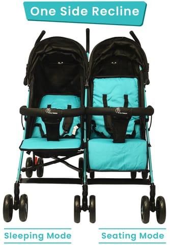 R for Rabbit Ginny And Johnny Stroller - Compact Fold, Dual Basket, Multi-Position Recline Seat, Rear Brake Blue Black