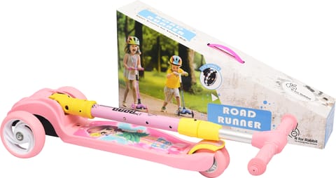 R for Rabbit Road Runner Scooter - PU LED Wheels, 4 Level Height Adjustment, Anti Slip Deck Pink