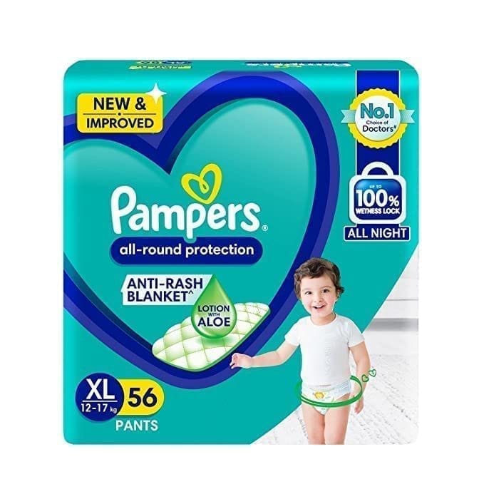 Pampers All round Protection Pants, XL baby diapers, 56 Count(12-17 Kg)