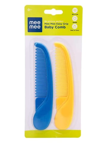 Mee Mee Soft Bristled Comb Set | BPA Free (Easy Grip, Blue Orange)