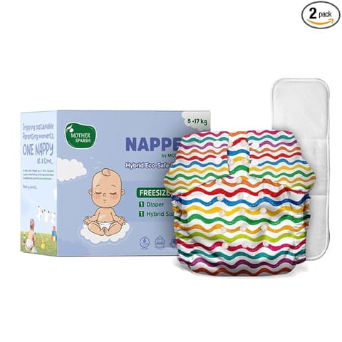 Mother Sparsh Nappers-Hybrid Eco-Safe Cloth Diaper (RAINBOW RIDES)