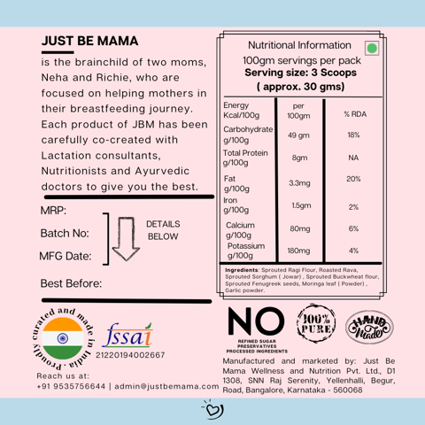 Just be Mama Taakat-e-Flour - Moringa Multigrain Flour (250 gms)