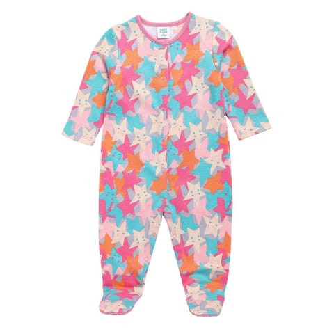 MINI KLUB NEW BORN AND BABY GIRLS GREY/ROSE PINK SLEEP SUIT