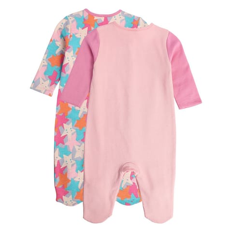 MINI KLUB NEW BORN AND BABY GIRLS GREY/ROSE PINK SLEEP SUIT