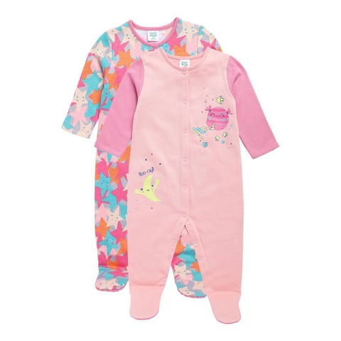 MINI KLUB NEW BORN AND BABY GIRLS GREY/ROSE PINK SLEEP SUIT