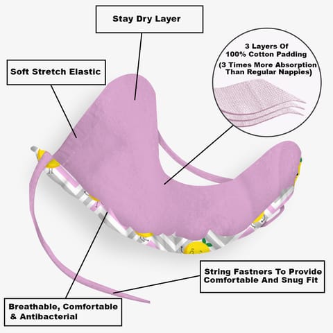 Snugkins 100% Cotton Nappy Large Size (5-10Kg) Pack of 3 - Multicolor