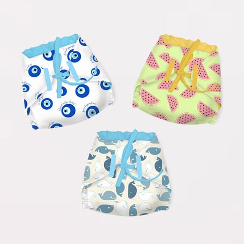 Snugkins 100% Cotton Nappy Large Size (5-10Kg) Pack of 3 - Multicolor