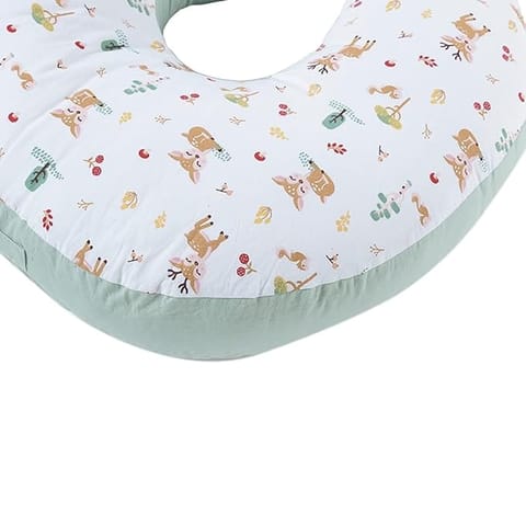 haus & kinder Newborn Nursing Feeding Pillow, Breastfeeding Pillows with Removable Cover, Infant Support for Baby and Mom Cradle 0-24 Months (Whimsical Woodland, Cotton Poplin, Multicolor)