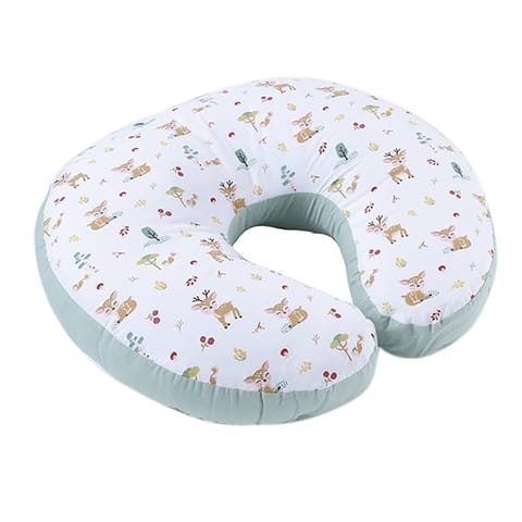 haus & kinder Newborn Nursing Feeding Pillow, Breastfeeding Pillows with Removable Cover, Infant Support for Baby and Mom Cradle 0-24 Months (Whimsical Woodland, Cotton Poplin, Multicolor)