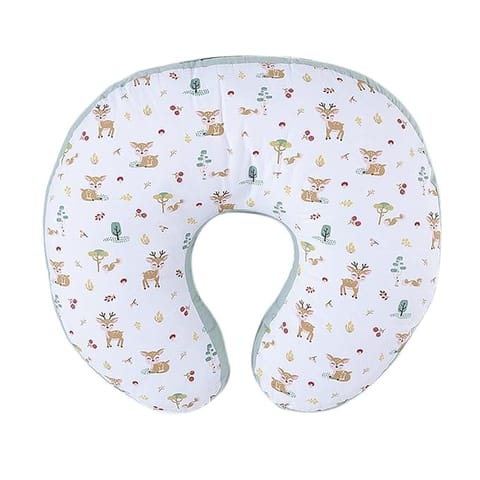 haus & kinder Newborn Nursing Feeding Pillow, Breastfeeding Pillows with Removable Cover, Infant Support for Baby and Mom Cradle 0-24 Months (Whimsical Woodland, Cotton Poplin, Multicolor)