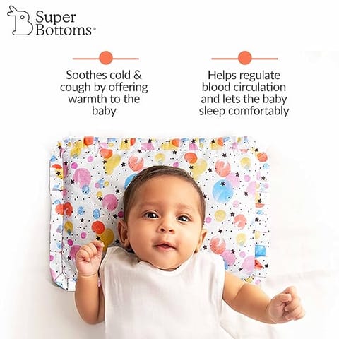 superbottoms Rai Mustard Seed Head Shaping Pillow for Newborn, Refillable Pillow 100% Cotton Cover, Customize Mustard Seed Filling Prevents Flat Head |0-12Months, Twinkle Stars, Pack of 1 for Gifting