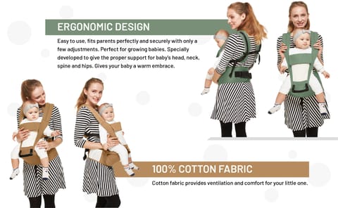 R for Rabbit Upsy Daisy Baby Carrier With 4 In 1 Carry Position, 100% Cotton Fabric Green