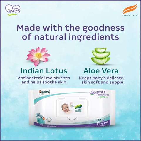 Himalaya GENTLE BABY WIPES 72'S WITH LID INDIA