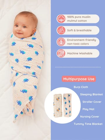 Greendigo Ultrasoft Muslin Cotton Swaddles for babies - Pack of 2