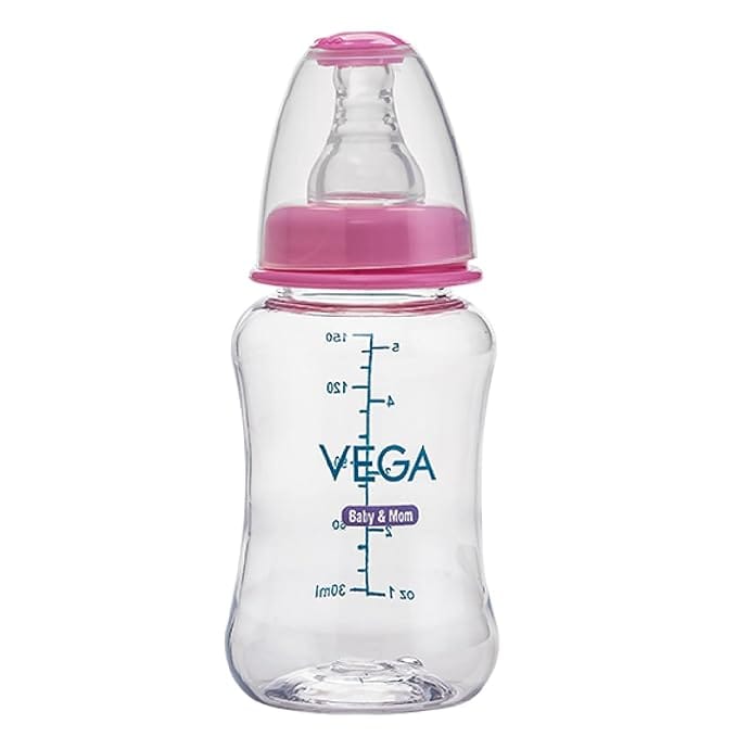 Vega Baby & Mom Tritan Feeding Bottle 150ml Regular Neck - Pink |Made of Durable Tritan| BPA/BPS Free| Shatter Proof |Suitable for 0+ Month Babies, (VBFB3-01)