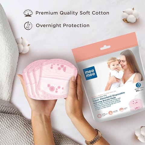 Mee Mee Ultra Thin Super Absorbent Disposable Nursing/Maternity | Breast Feeding Pads/Breast Pads (24 Pads) | New Resealable Pack