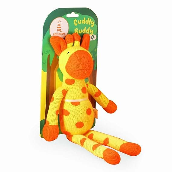 Shumee Knitted Rattle Toy (0+ Years) | Giraffe Cuddly Buddy Toys | Smooth Organic Plush Toy | Soft Toy for Newborn, Infants and Toddlers (Giraffe)