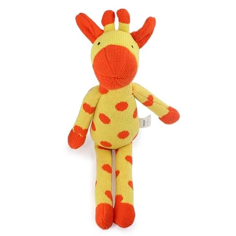 Shumee Knitted Rattle Toy (0+ Years) | Giraffe Cuddly Buddy Toys | Smooth Organic Plush Toy | Soft Toy for Newborn, Infants and Toddlers (Giraffe)