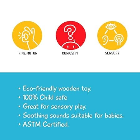 Shumee Wooden Elephant Rattle and Teethers for Infants | 100% Safe, Natural & Eco-friendly