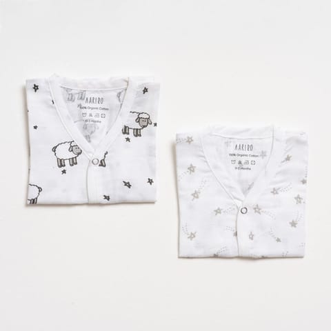 Aariro Muslin Jhabla set - Counting Sheep(2 Pcs)