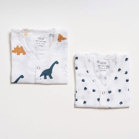 Aariro Muslin Jhabla set -Little Dino (2 Pcs)