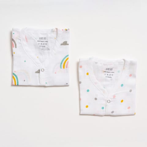 Aariro Muslin Jhabla set - Follow the Rainbow (2 Pcs)