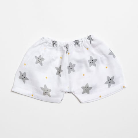 Aariro Muslin Shorts - Peach Smiley Star